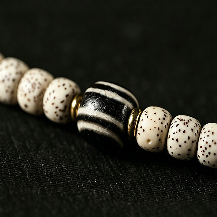 Buddha Stones Star Moon Bodhi Seed Dzi Bead Wisdom Hand-Woven Tibetan 108 Bead Mala - image 12