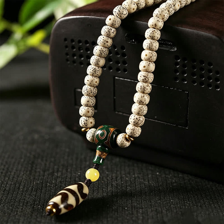 Buddha Stones Star Moon Bodhi Seed Dzi Bead Wisdom Hand-Woven Tibetan 108 Bead Mala - image 9