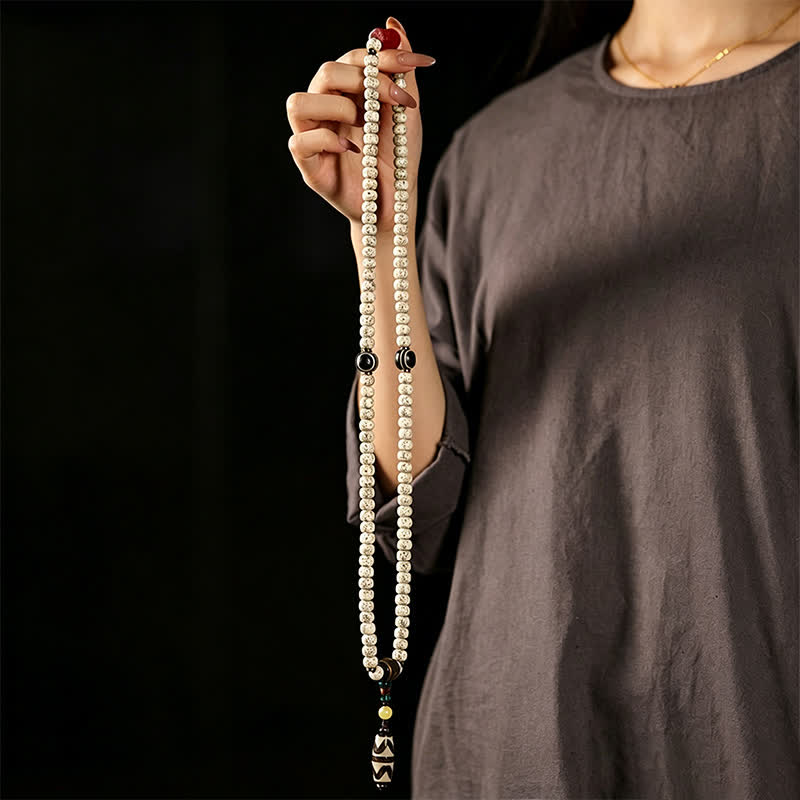 Buddha Stones Star Moon Bodhi Seed Dzi Bead Wisdom Hand-Woven Tibetan 108 Bead Mala - image 8