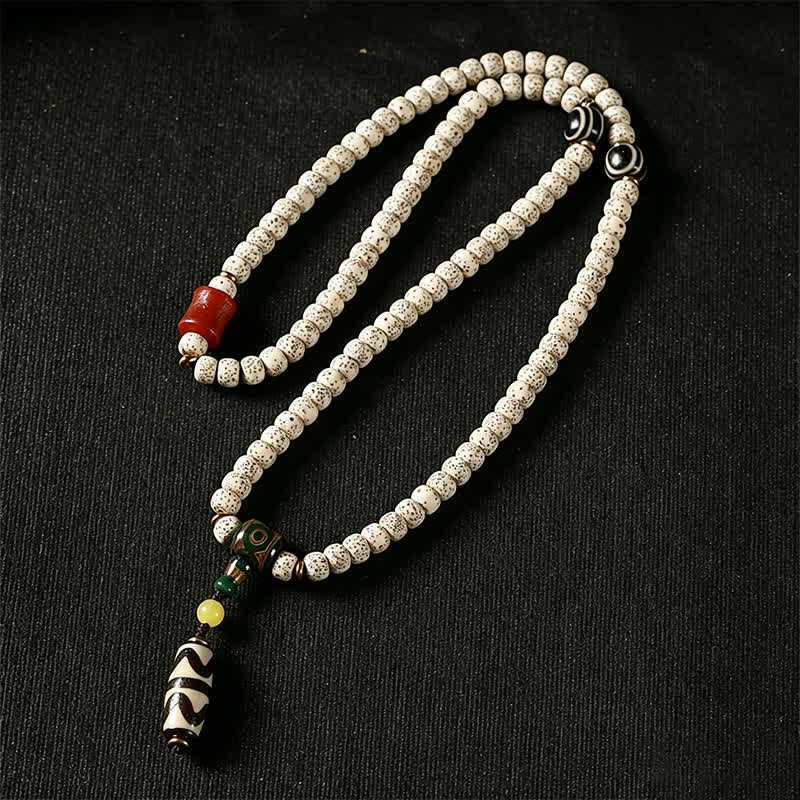 Buddha Stones Star Moon Bodhi Seed Dzi Bead Wisdom Hand-Woven Tibetan 108 Bead Mala - image 4