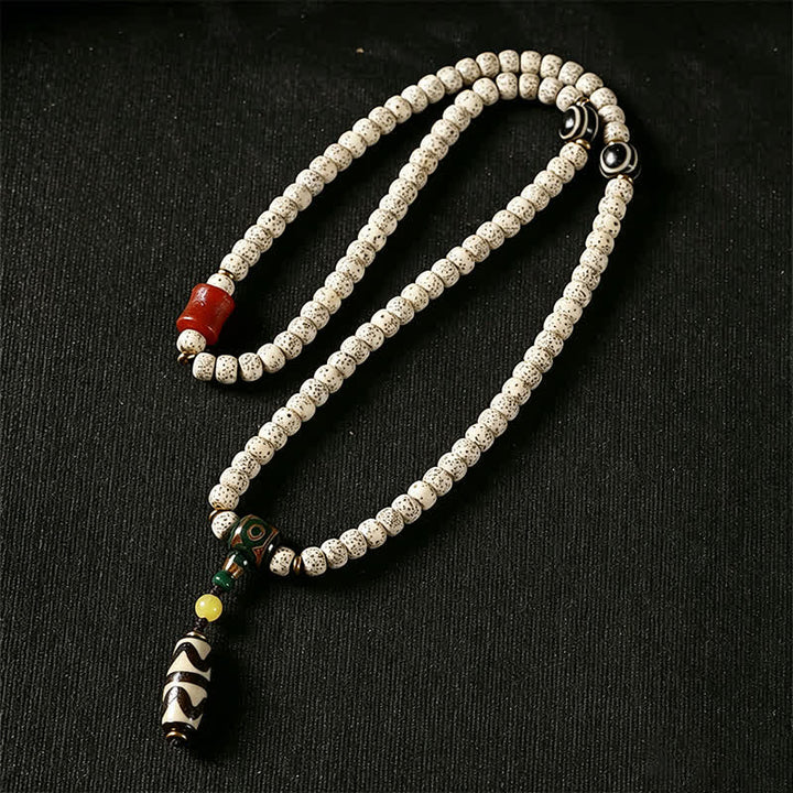 Buddha Stones Star Moon Bodhi Seed Dzi Bead Wisdom Hand-Woven Tibetan 108 Bead Mala - image 4