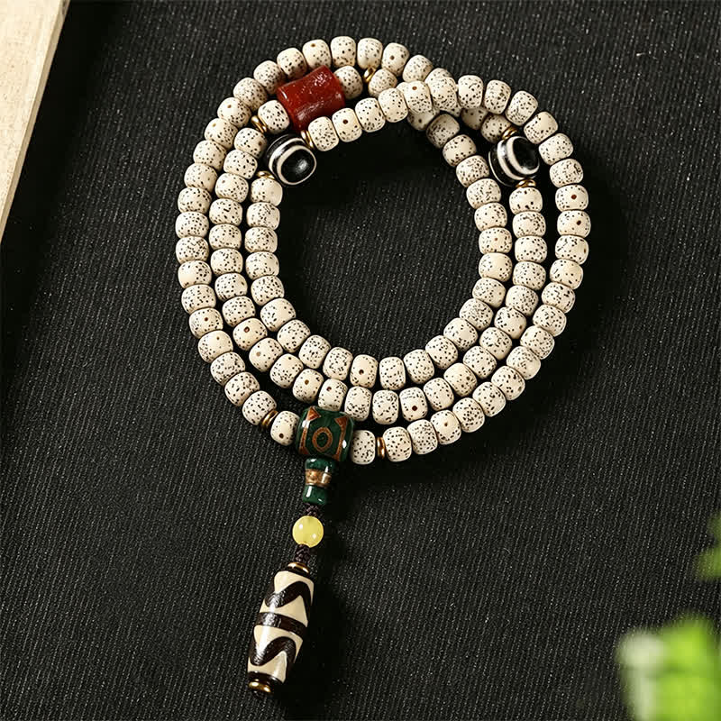Buddha Stones Star Moon Bodhi Seed Dzi Bead Wisdom Hand-Woven Tibetan 108 Bead Mala - Star Moon Bodhi Seed (Wisdom ♥ Inner Peace) - image 0