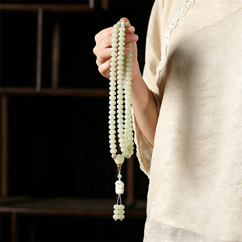 Buddha Stones White Bodhi Seed Bodhisattva Tara Hope Hand-Woven Ethnic 108 Bead Mala - image 8