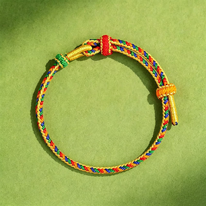 Buddha Stones Hand-Woven Five Color Cord Braided Strength Adjustable Bracelet - Largest 7.9 in (20 cm) - image 0