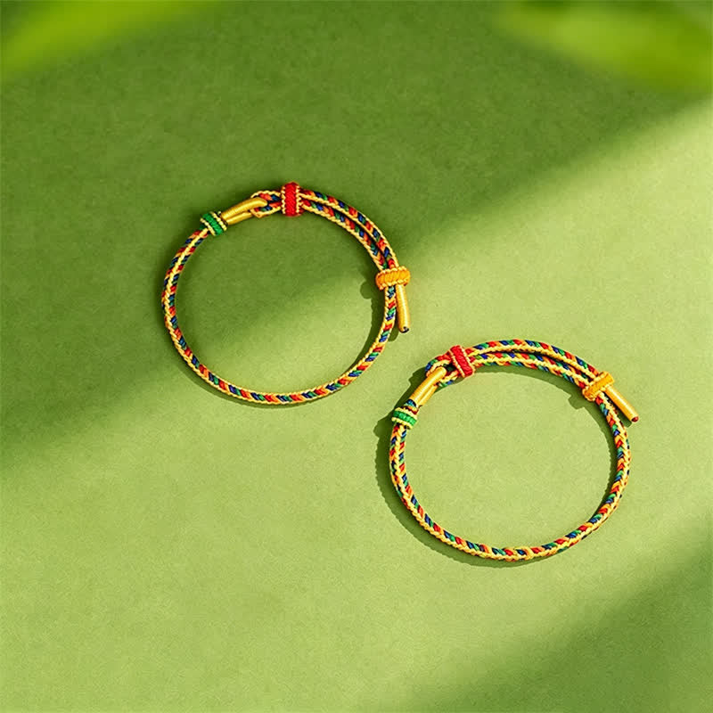 Buddha Stones Hand-Woven Five Color Cord Braided Strength Adjustable Bracelet - image 1