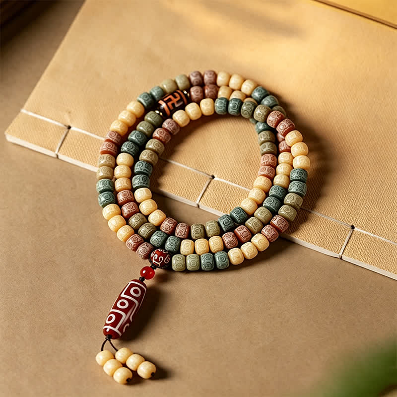 Buddha Stones Bodhi Seed Hand-Woven Peace Vintage 108 Bead Mala - image 1