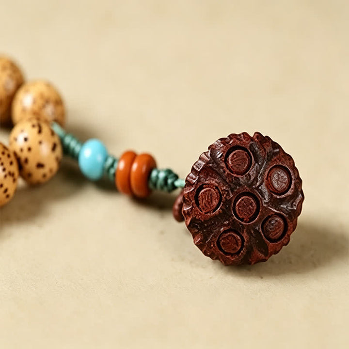 Buddha Stones Star Moon Bodhi Seed Lotus Pod Handcrafted Wisdom Round 108 Bead Mala - image 19