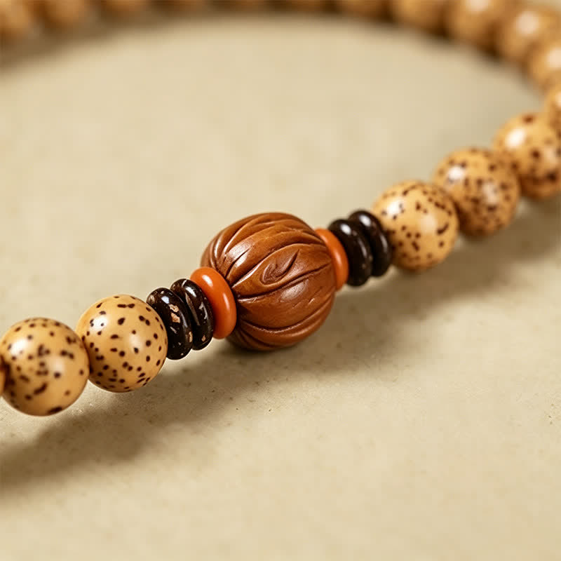 Buddha Stones Star Moon Bodhi Seed Lotus Pod Handcrafted Wisdom Round 108 Bead Mala - image 14