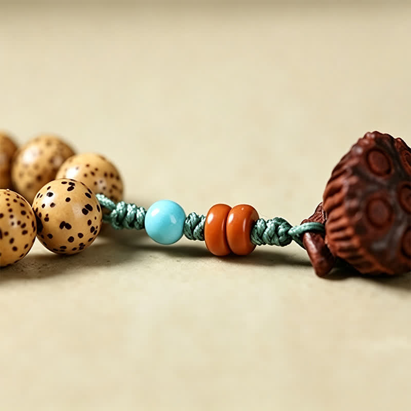 Buddha Stones Star Moon Bodhi Seed Lotus Pod Handcrafted Wisdom Round 108 Bead Mala - image 17