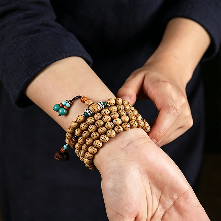 Buddha Stones Star Moon Bodhi Seed Lotus Pod Handcrafted Wisdom Round 108 Bead Mala - image 7