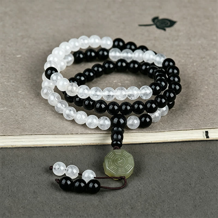 Buddha Stones Black Obsidian Bagua Protection Hand Beaded Bracelet - image 3