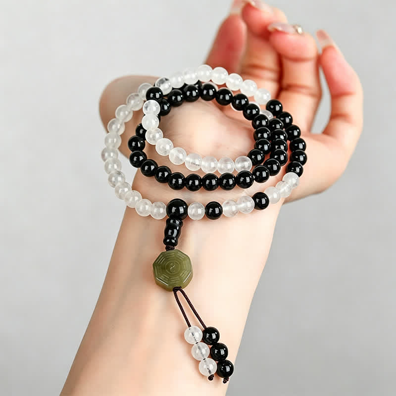 Buddha Stones Black Obsidian Bagua Protection Hand Beaded Bracelet - image 7