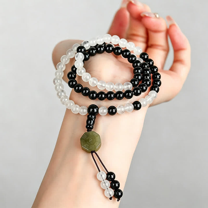 Buddha Stones Black Obsidian Bagua Protection Hand Beaded Bracelet - image 7