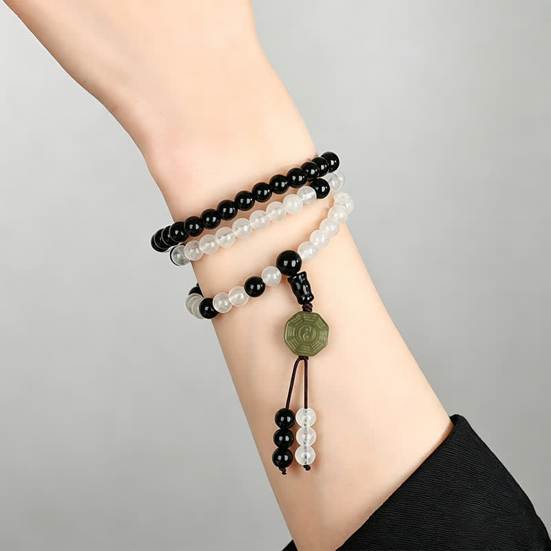 Buddha Stones Black Obsidian Bagua Protection Hand Beaded Bracelet - image 8