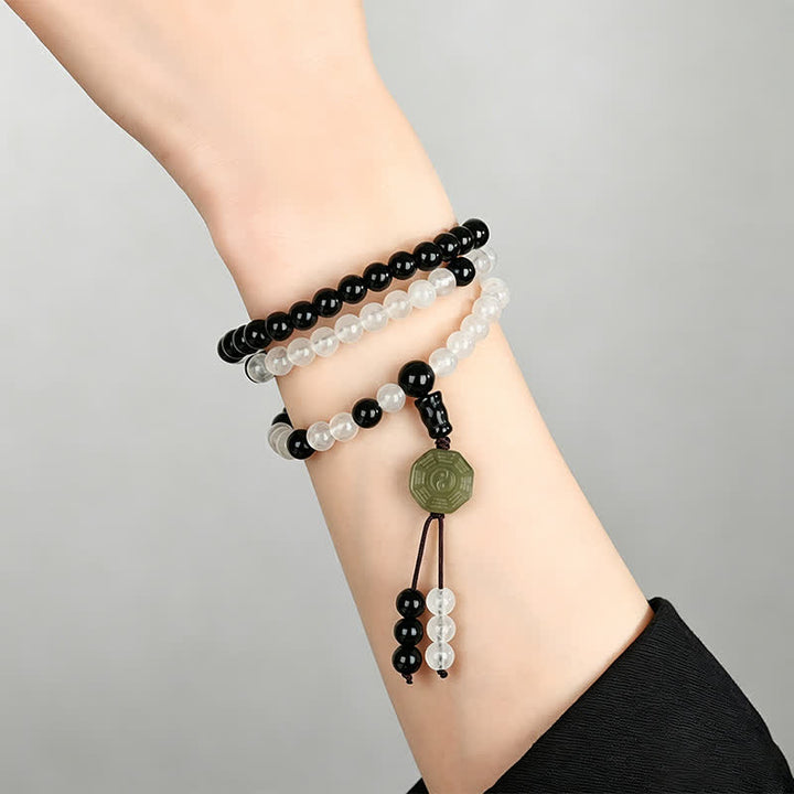Buddha Stones Black Obsidian Bagua Protection Hand Beaded Bracelet - image 8