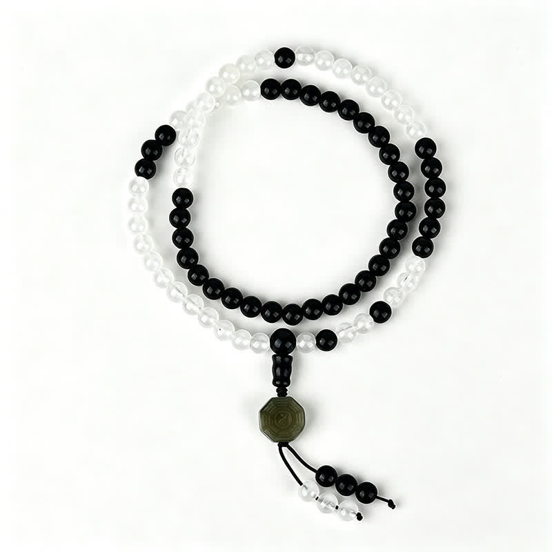 Buddha Stones Black Obsidian Bagua Protection Hand Beaded Bracelet - image 4