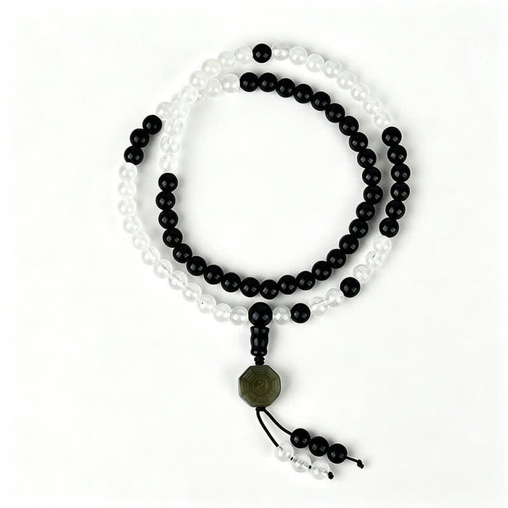 Buddha Stones Black Obsidian Bagua Protection Hand Beaded Bracelet - image 4