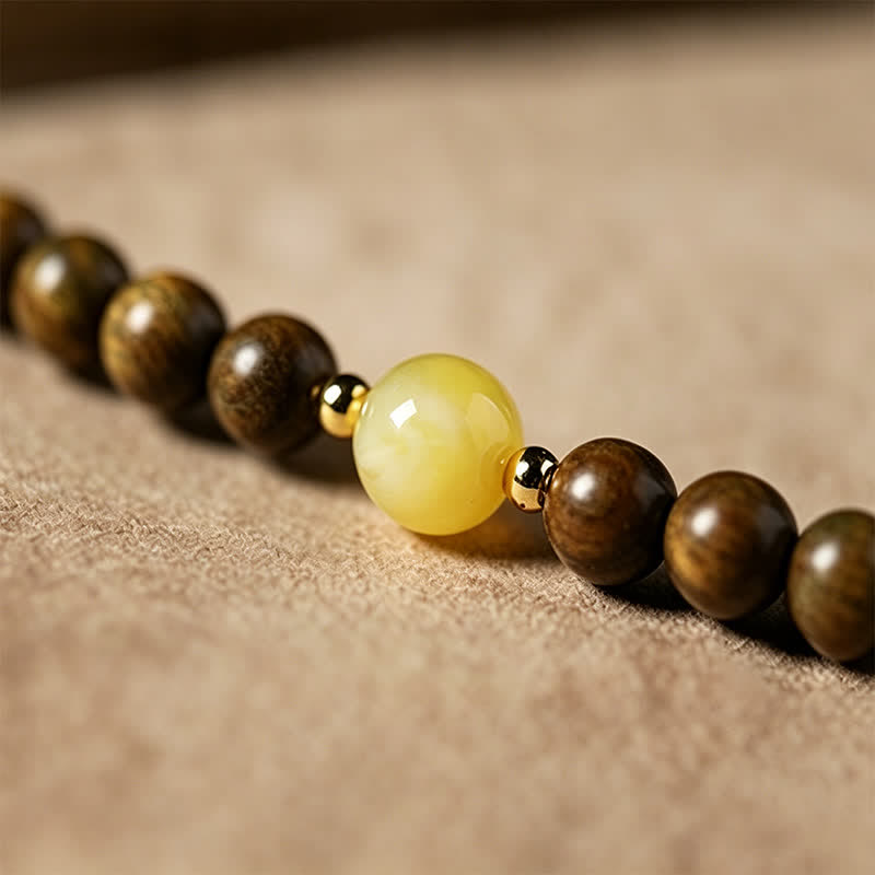 Buddha Stones Green Sandalwood Serenity Hand-Woven Cat Charm Retro Ethnic Mala - image 14