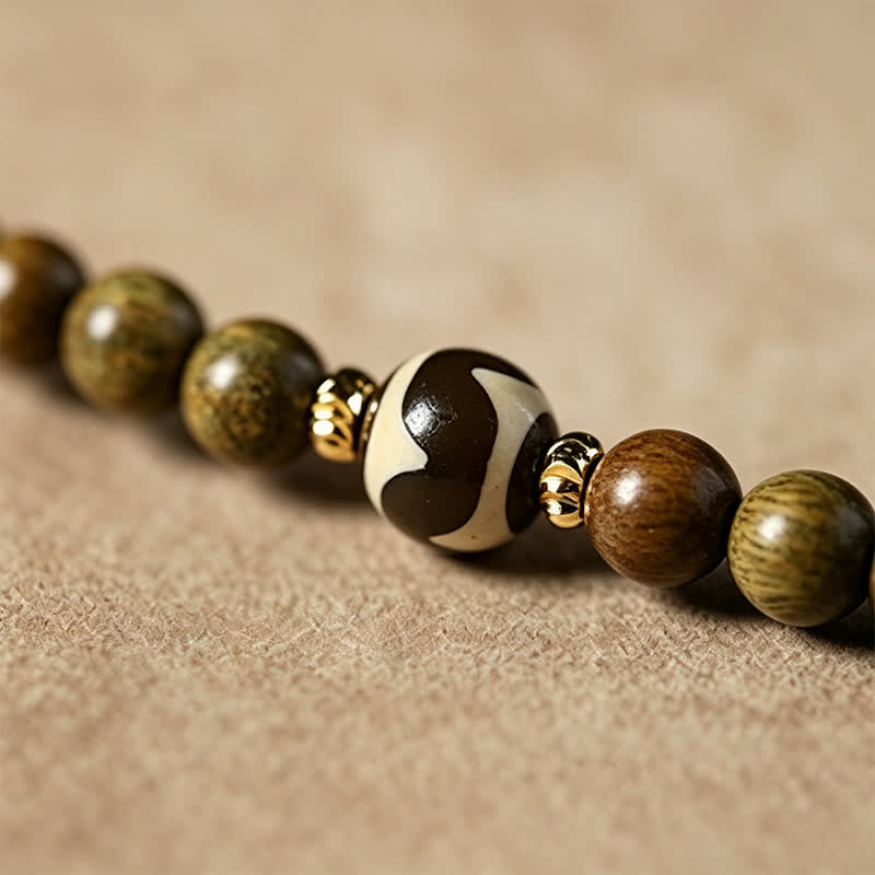Buddha Stones Green Sandalwood Serenity Hand-Woven Cat Charm Retro Ethnic Mala - image 13