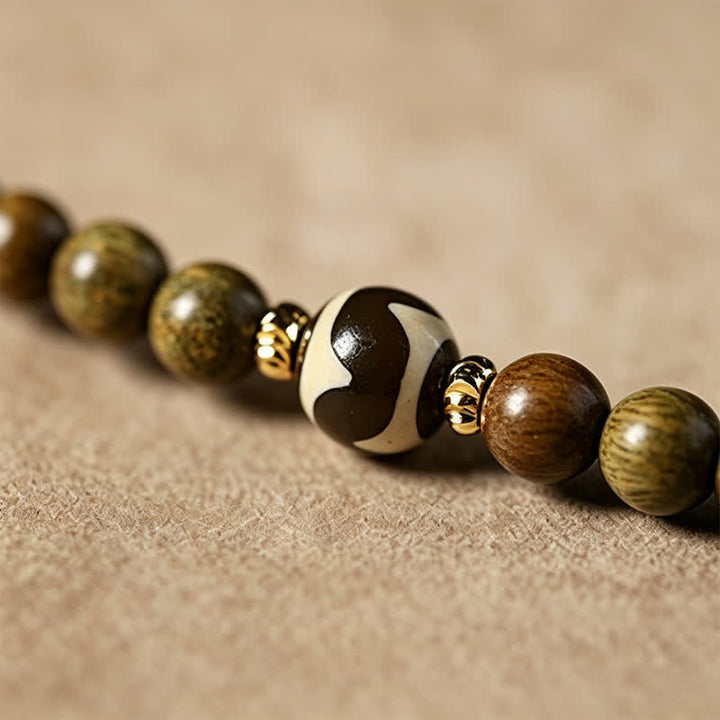 Buddha Stones Green Sandalwood Serenity Hand-Woven Cat Charm Retro Ethnic Mala - image 13