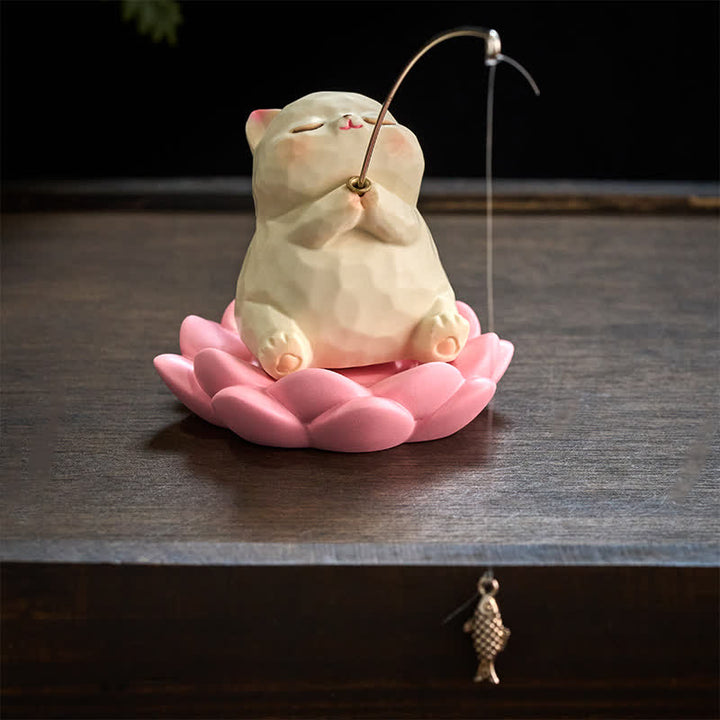 Buddha Stones Resin Lotus New Beginnings Cute Animal Fishing Desk Decor - image 2