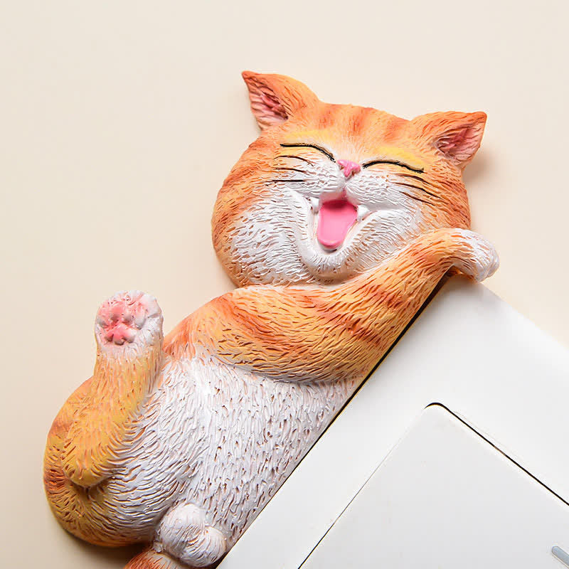 Buddha Stones Painted Resin Cat Switch Cover Cute Animal Decor - image 5