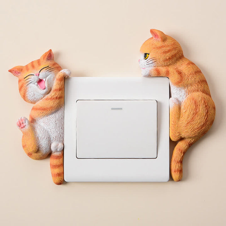 Buddha Stones Painted Resin Cat Switch Cover Cute Animal Decor - image 0