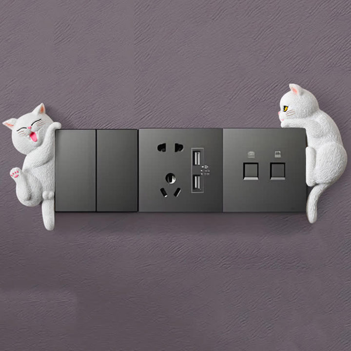 Buddha Stones Painted Resin Cat Switch Cover Cute Animal Decor - image 15