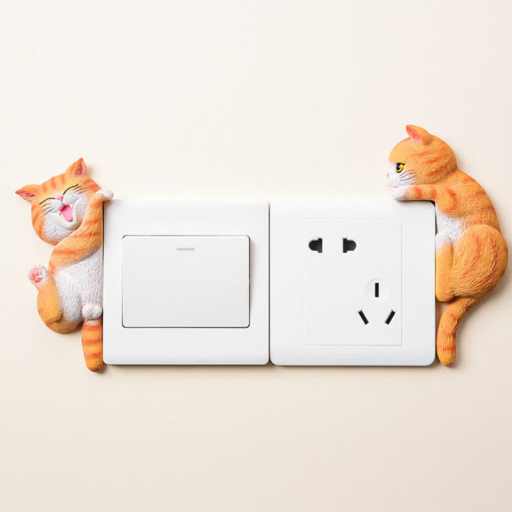 Buddha Stones Painted Resin Cat Switch Cover Cute Animal Decor - image 1