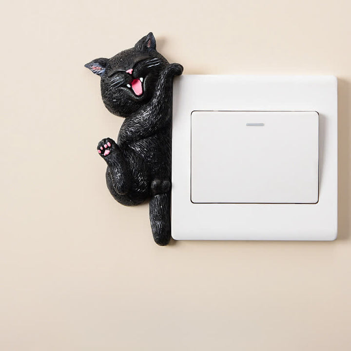 Buddha Stones Painted Resin Cat Switch Cover Cute Animal Decor - Black Cat - Left - image 18