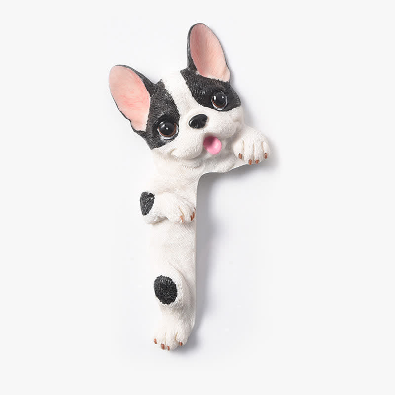 Buddha Stones Hand-Painted Resin Dog 3D Cute Decorative Switch Wall Sticker - Black & White French Bulldog-Left Standing - image 1