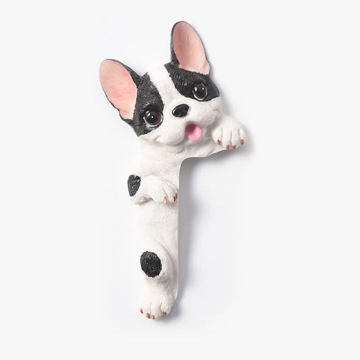 Buddha Stones Hand-Painted Resin Dog 3D Cute Decorative Switch Wall Sticker - Black & White French Bulldog-Left Standing - image 1
