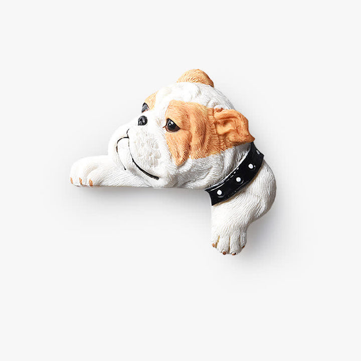 Buddha Stones Hand-Painted Resin Dog 3D Cute Decorative Switch Wall Sticker - English Bulldog-Right Lying - image 62