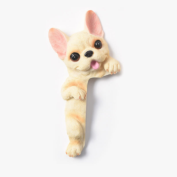 Buddha Stones Hand-Painted Resin Dog 3D Cute Decorative Switch Wall Sticker - Cream French Bulldog-Left Standing - image 7