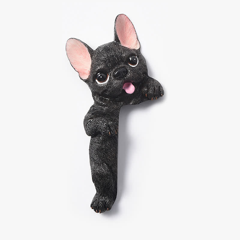 Buddha Stones Hand-Painted Resin Dog 3D Cute Decorative Switch Wall Sticker - Black French Bulldog-Left Standing - image 20