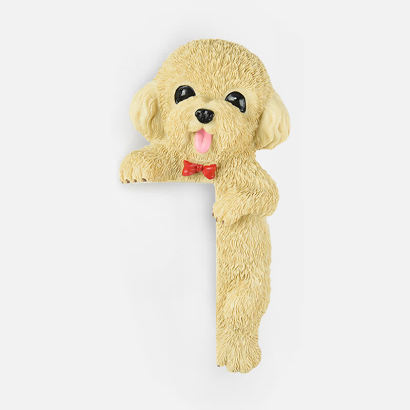 Buddha Stones Hand-Painted Resin Dog 3D Cute Decorative Switch Wall Sticker - Light Yellow Teddy-Right Standing - image 40