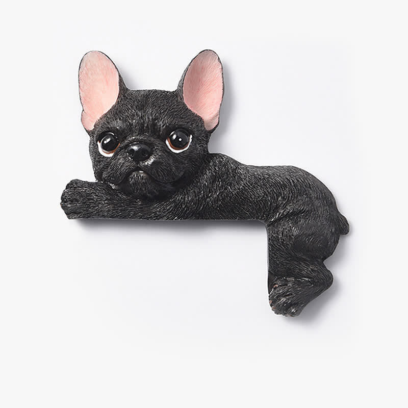 Buddha Stones Hand-Painted Resin Dog 3D Cute Decorative Switch Wall Sticker - Black French Bulldog-Right Lying - image 21