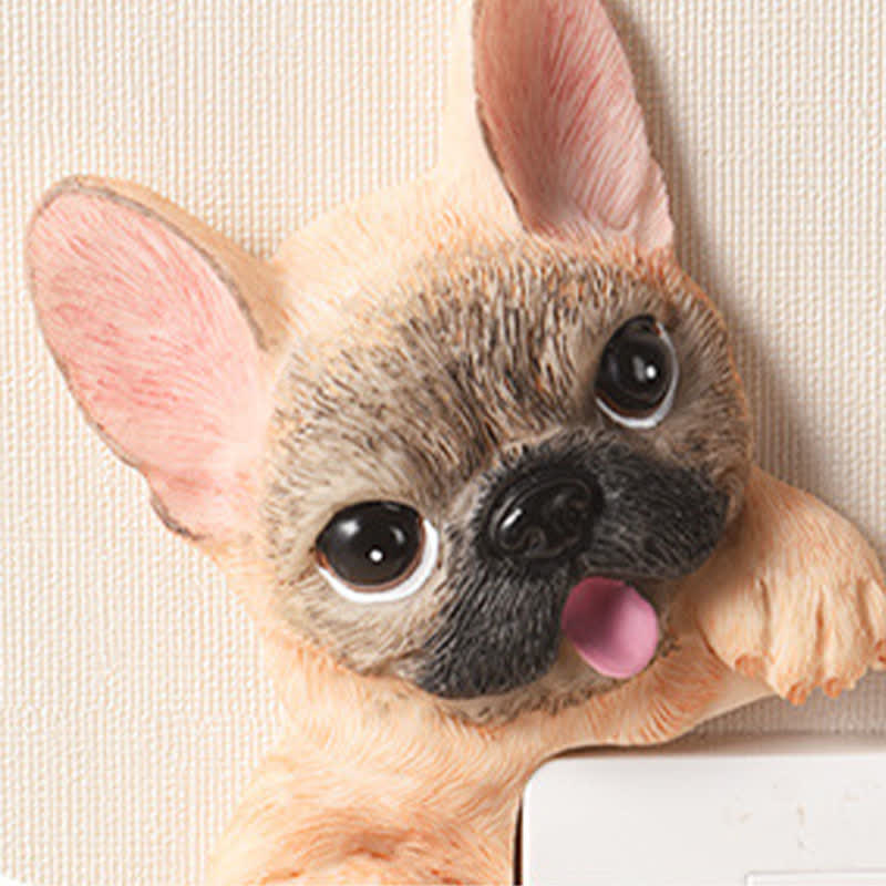 Buddha Stones Hand-Painted Resin Dog 3D Cute Decorative Switch Wall Sticker - image 19