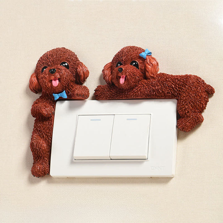 Buddha Stones Hand-Painted Resin Dog 3D Cute Decorative Switch Wall Sticker - image 25