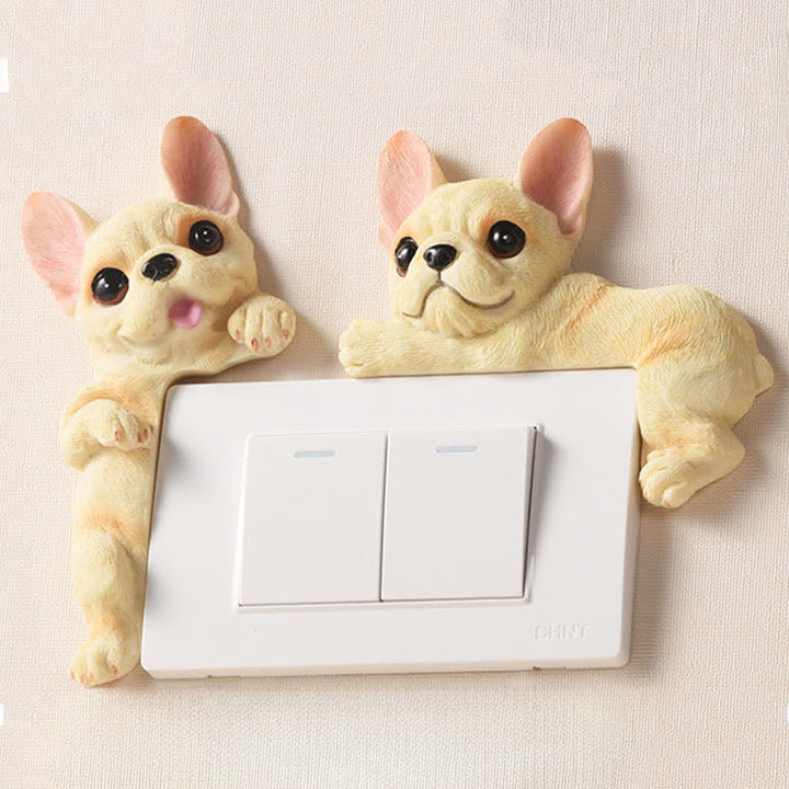 Buddha Stones Hand-Painted Resin Dog 3D Cute Decorative Switch Wall Sticker - image 6