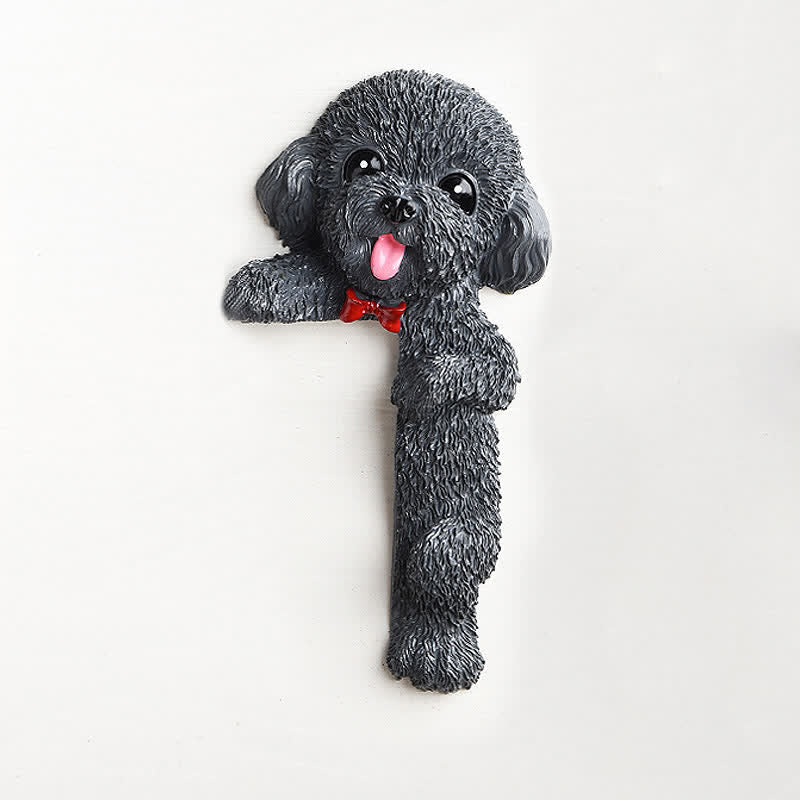 Buddha Stones Hand-Painted Resin Dog 3D Cute Decorative Switch Wall Sticker - Dark Gray Teddy-Right Standing - image 60