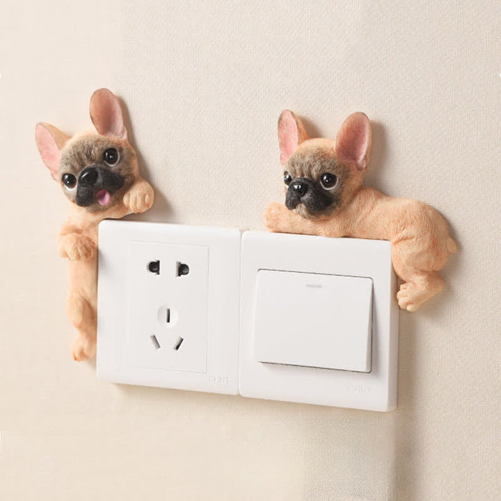 Buddha Stones Hand-Painted Resin Dog 3D Cute Decorative Switch Wall Sticker - image 12