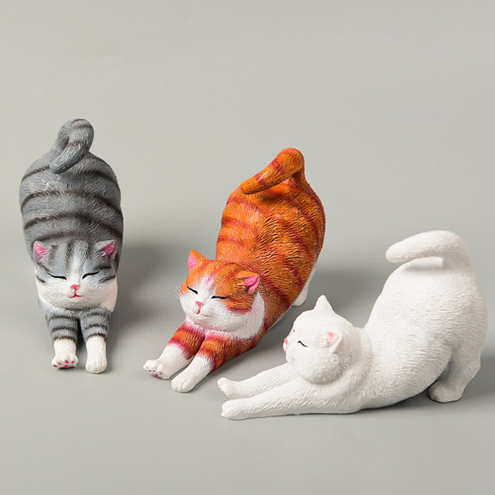 Buddha Stones Hand-Painted Resin Lazy Kitten Animal Decoration - image 4