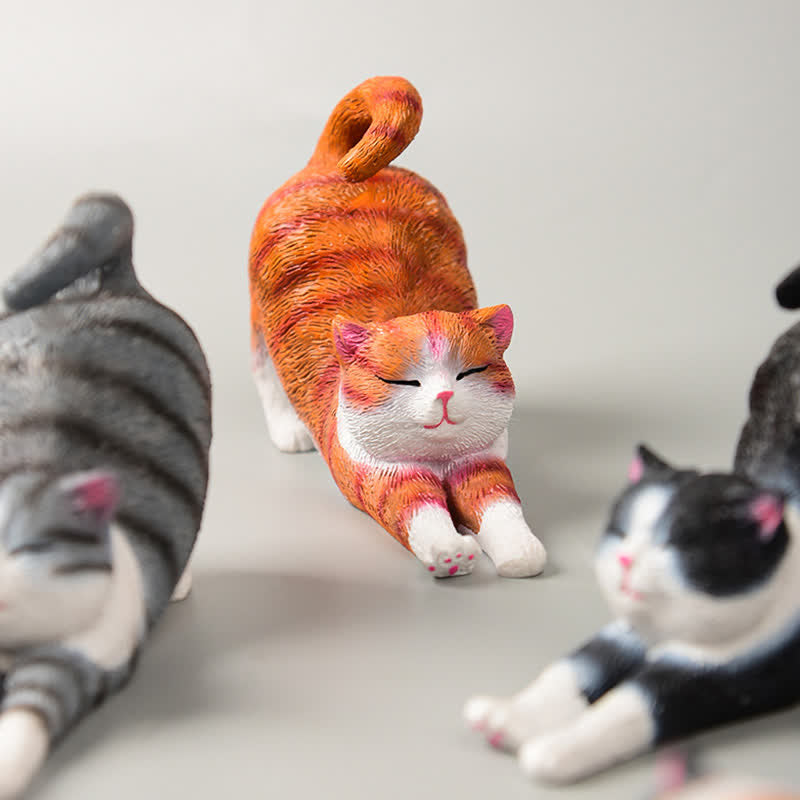 Buddha Stones Hand-Painted Resin Lazy Kitten Animal Decoration - image 9