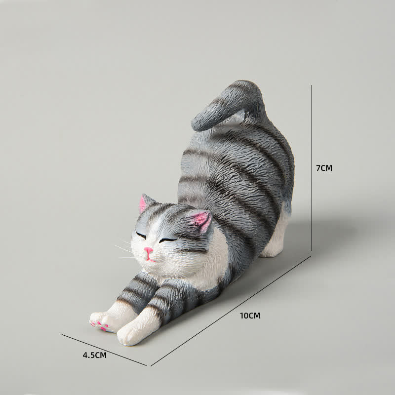Buddha Stones Hand-Painted Resin Lazy Kitten Animal Decoration - Gray Tabby - image 1