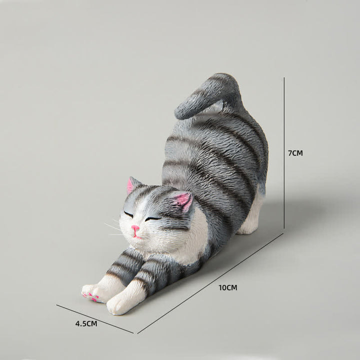 Buddha Stones Hand-Painted Resin Lazy Kitten Animal Decoration - Gray Tabby - image 1