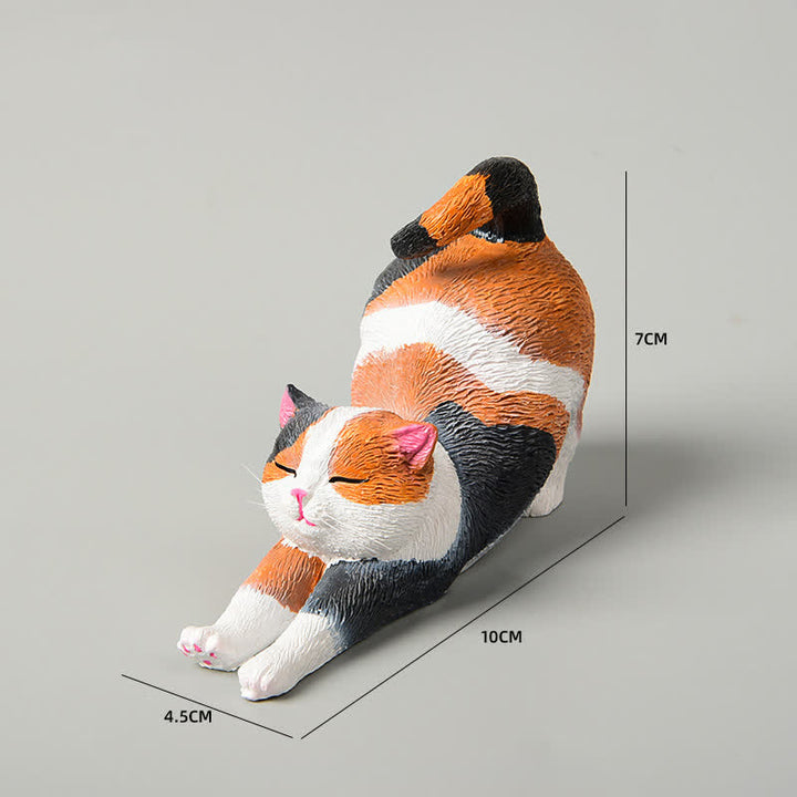 Buddha Stones Hand-Painted Resin Lazy Kitten Animal Decoration - Calico - image 7