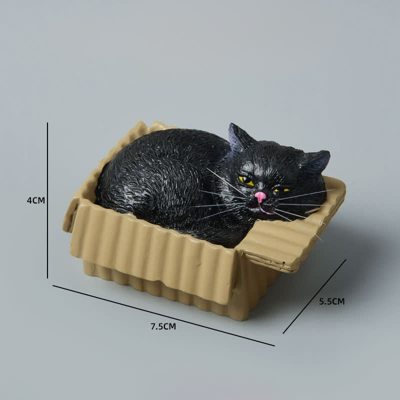 Buddha Stones Painted Sleeping Cat in Paper Box Resin Cute Animal Decor - Black Cat - image 18