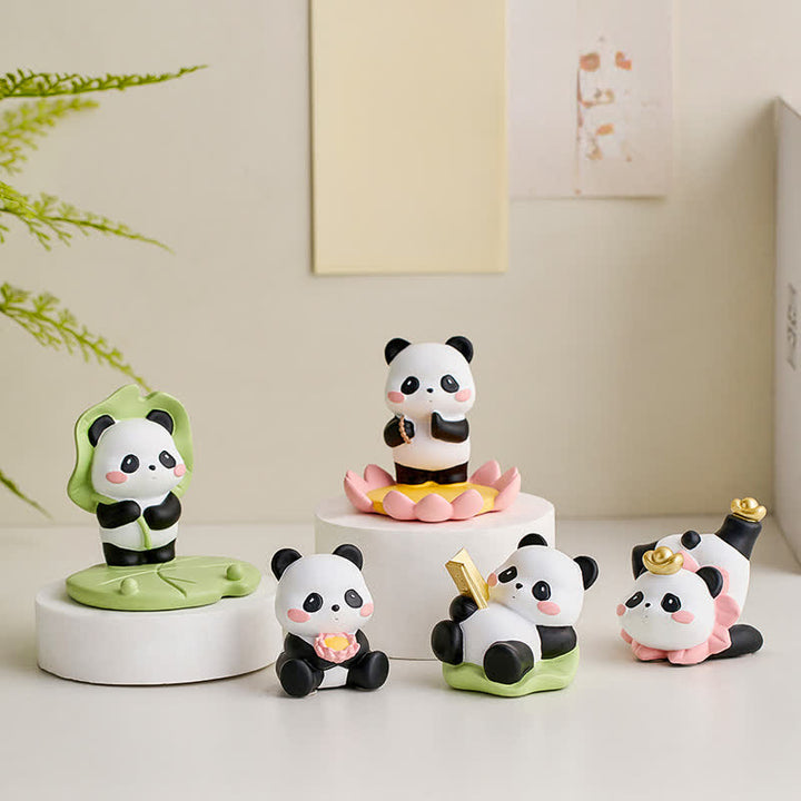 Buddha Stones Resin Lotus Panda Phone Stand Cute Animal Decor - image 0
