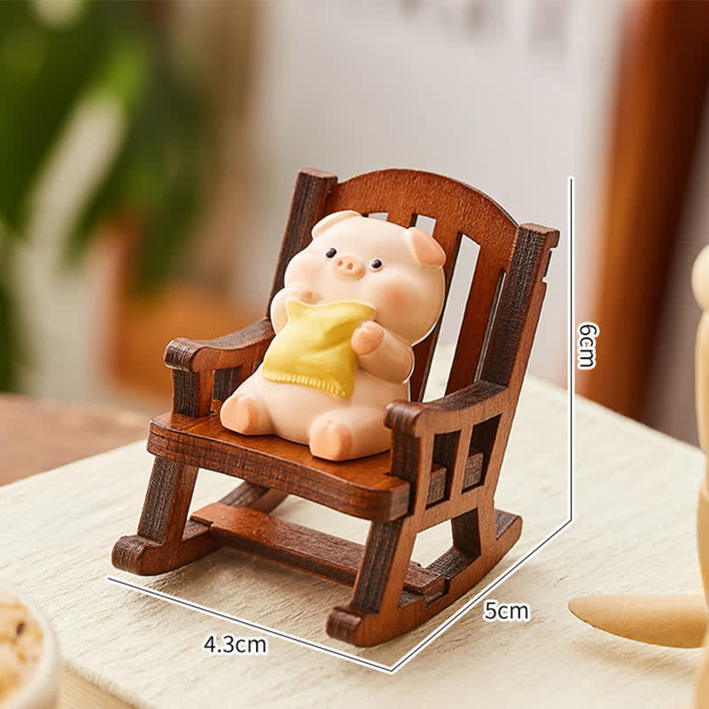 Buddha Stones Resin Kawaii Animal Rocking Chair Comfort Desk Decor - Pig - Resin (Protection ♥ Stability Energy) - image 12